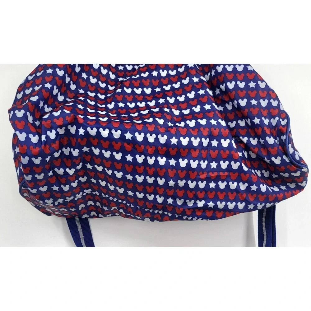 Disney Mickey Mouse Duffel Travel Sports Bag Red White Blue Pockets Sequins